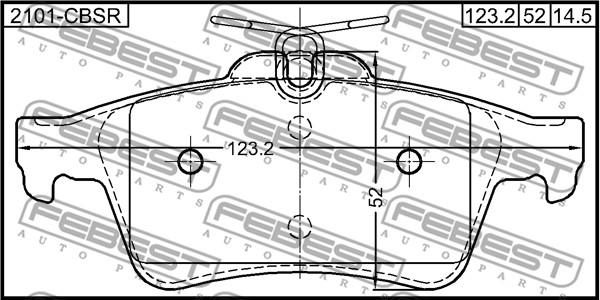 Febest 2101-CBSR - Bremžu uzliku kompl., Disku bremzes www.autospares.lv