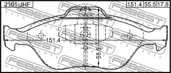 Febest 2101-JHF - Bremžu uzliku kompl., Disku bremzes www.autospares.lv