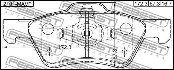 Febest 2101-MAVF - Bremžu uzliku kompl., Disku bremzes autospares.lv