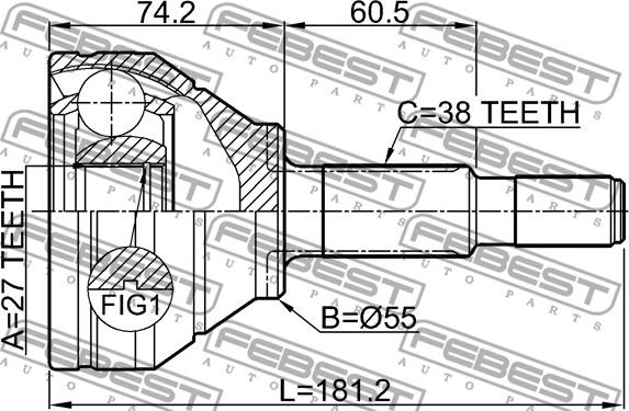 Febest 2110-EXPAWD - Šarnīru komplekts, Piedziņas vārpsta www.autospares.lv