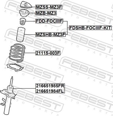 Febest 21115-003F - Balstiekārtas atspere www.autospares.lv