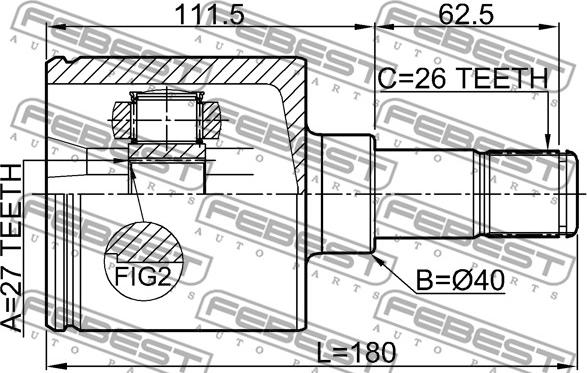 Febest 2111-KUGALH - Šarnīru komplekts, Piedziņas vārpsta www.autospares.lv