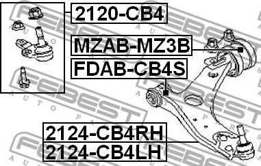 Febest FDAB-CB4S - Сайлентблок, рычаг подвески колеса www.autospares.lv