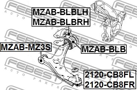 Febest 2120-CB8FL - Balst / Virzošais šarnīrs www.autospares.lv