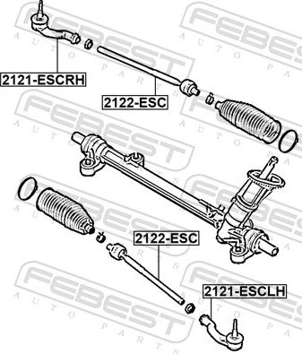 Febest 2121-ESCLH - Stūres šķērsstiepņa uzgalis www.autospares.lv