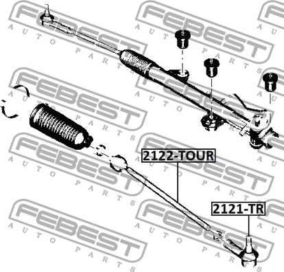 Febest 2122-TOUR - Aksiālais šarnīrs, Stūres šķērsstiepnis www.autospares.lv