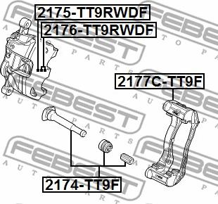 Febest 2175-TT9RWDF - Remkomplekts, Bremžu suports www.autospares.lv