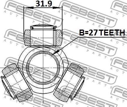 Febest 2816-PUNT - 'Tripod' šarnīrs, Piedziņas vārpsta autospares.lv