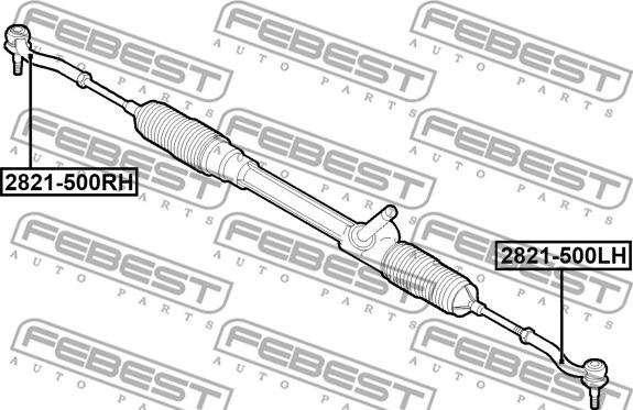 Febest 2821-500RH - Stūres šķērsstiepņa uzgalis www.autospares.lv