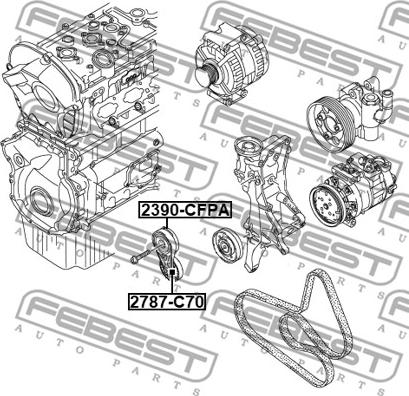 Febest 2390-CFPA - Siksnas spriegotājs, Ķīļsiksna autospares.lv