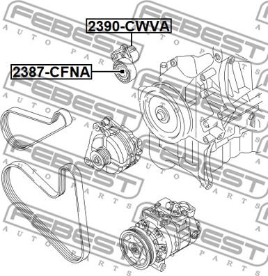 Febest 2390-CWVA - Siksnas spriegotājs, Ķīļsiksna www.autospares.lv