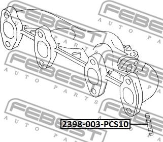 Febest 2398-003-PCS10 - Skrūve, Izplūdes kolektors www.autospares.lv