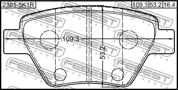 Febest 23015K1R - Bremžu uzliku kompl., Disku bremzes www.autospares.lv