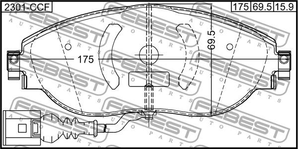 Febest 2301-CCF - Bremžu uzliku kompl., Disku bremzes www.autospares.lv