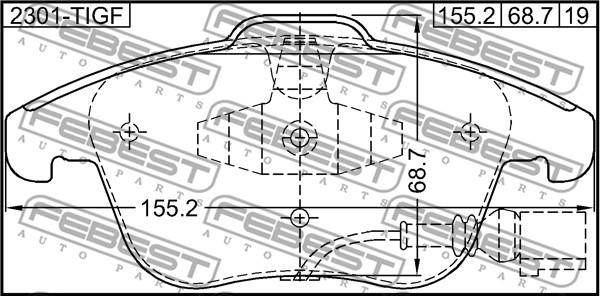 Febest 2301-TIGF - Bremžu uzliku kompl., Disku bremzes www.autospares.lv