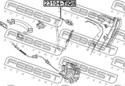 Febest 23104-TIGII - Trose, Durvju slēdzene www.autospares.lv