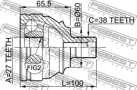 Febest 2310-028 - Шарнирный комплект, ШРУС, приводной вал www.autospares.lv