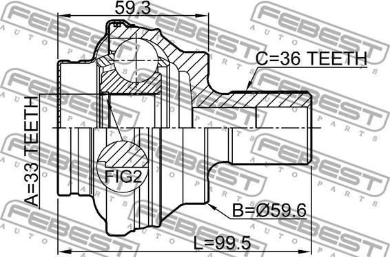 Febest 2310-CCR - Šarnīru komplekts, Piedziņas vārpsta www.autospares.lv