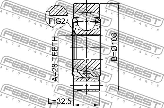 Febest 2311-B6 - Шарнирный комплект, ШРУС, приводной вал www.autospares.lv