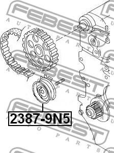 Febest 2387-9N5 - Натяжной ролик, зубчатый ремень ГРМ www.autospares.lv