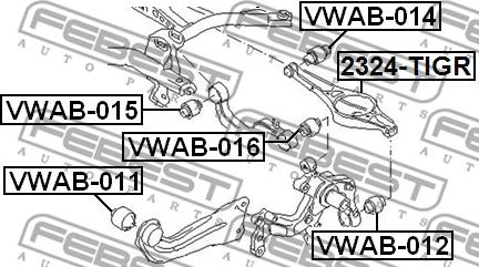 Febest VWAB-016 - Сайлентблок, рычаг подвески колеса www.autospares.lv