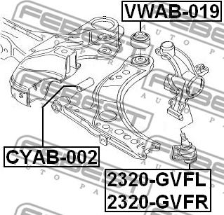 Febest VWAB-019 - Piekare, Šķērssvira autospares.lv