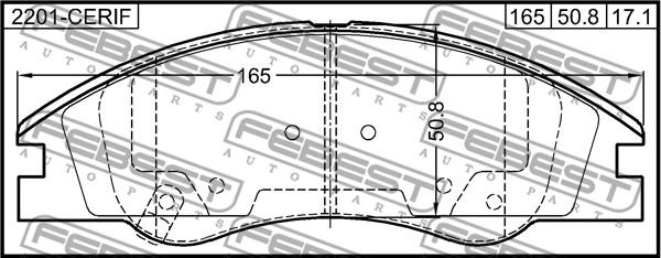 Febest 2201-CERIF - Bremžu uzliku kompl., Disku bremzes www.autospares.lv