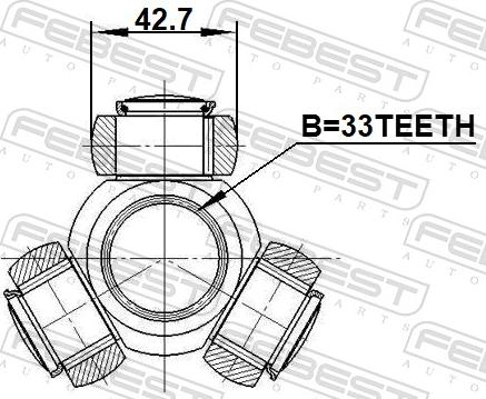 Febest 2216-D4224 - 'Tripod' šarnīrs, Piedziņas vārpsta www.autospares.lv