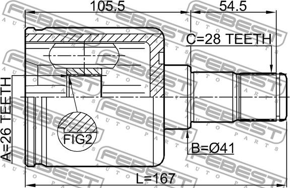 Febest 2211-CEED - Šarnīru komplekts, Piedziņas vārpsta autospares.lv