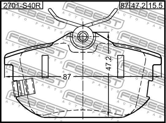 Febest 2701-S40R - Bremžu uzliku kompl., Disku bremzes www.autospares.lv