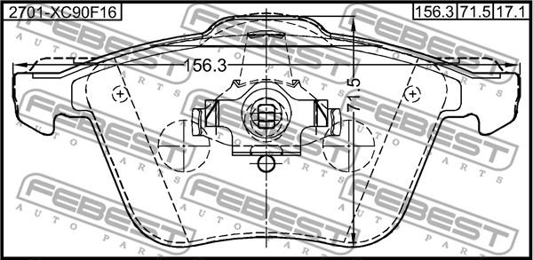 Febest 2701-XC90F16 - Bremžu uzliku kompl., Disku bremzes www.autospares.lv