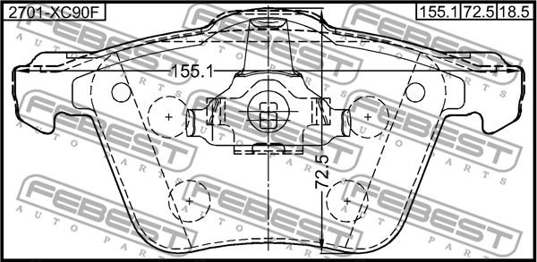 Febest 2701-XC90F - Bremžu uzliku kompl., Disku bremzes www.autospares.lv