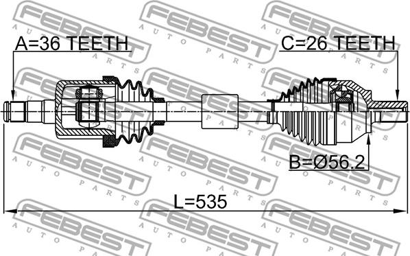 Febest 2714-S40LH - Piedziņas vārpsta www.autospares.lv