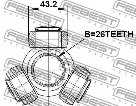 Febest 2716-S80T - 'Tripod' šarnīrs, Piedziņas vārpsta www.autospares.lv