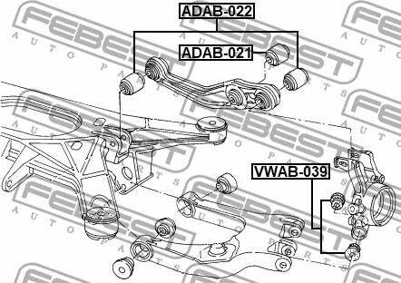 Febest ADAB-021 - Сайлентблок, рычаг подвески колеса www.autospares.lv