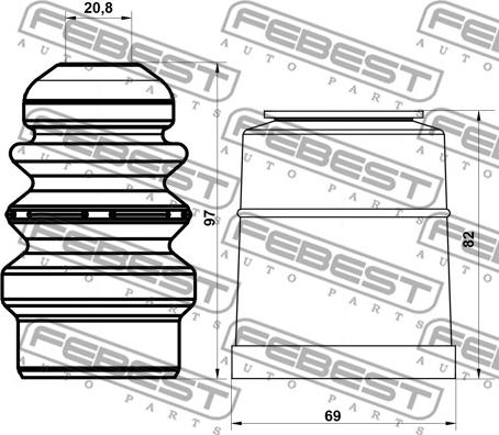 Febest ADSHB-A4IIF-KIT - Putekļu aizsargkomplekts, Amortizators www.autospares.lv