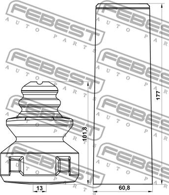 Febest ADSHB-A3IIR-KIT - Putekļu aizsargkomplekts, Amortizators autospares.lv