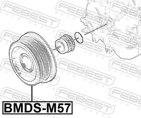 Febest BMDS-M57 - Piedziņas skriemelis, Kloķvārpsta www.autospares.lv