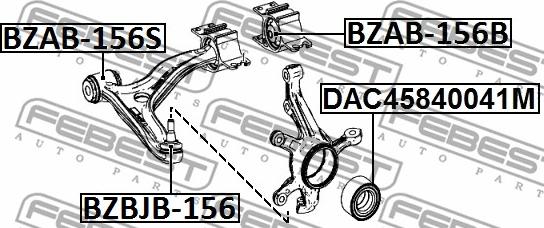 Febest BZAB-156S - Remkomplekts, Neatk. balstiekārtas šķērssvira www.autospares.lv