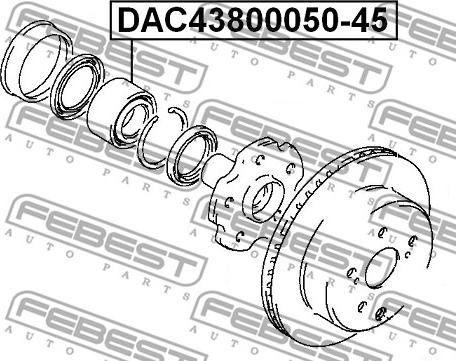 Febest DAC43800050-45 - Riteņa rumbas gultnis www.autospares.lv