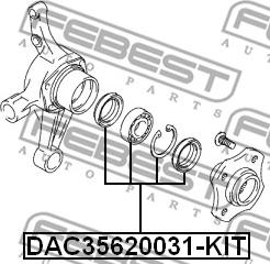 Febest DAC35620031-KIT - Riteņa rumbas gultņa komplekts www.autospares.lv