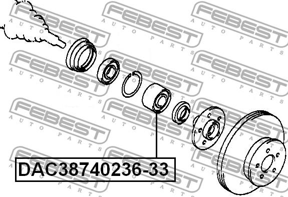 Febest DAC38740236-33 - Riteņa rumbas gultnis www.autospares.lv