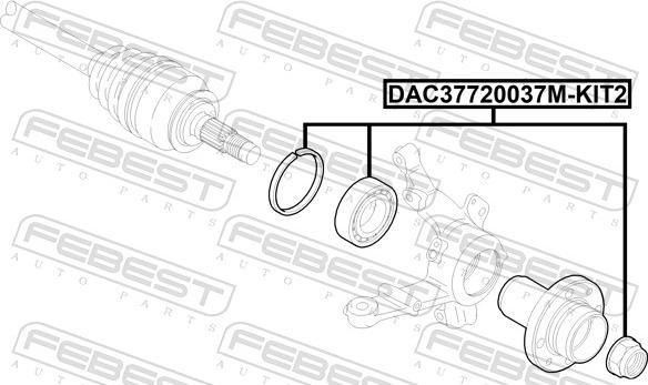 Febest DAC37720037M-KIT2 - Riteņa rumbas gultņa komplekts www.autospares.lv