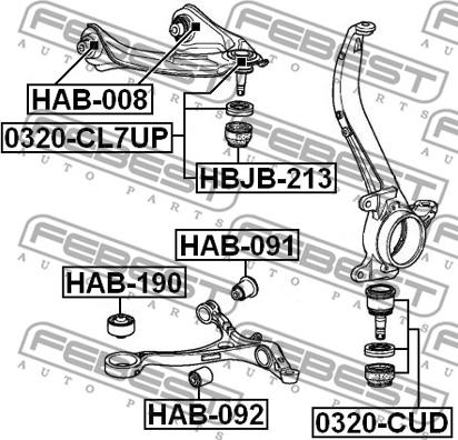 Febest HAB-190 - Piekare, Šķērssvira www.autospares.lv