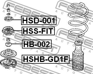 Febest HB-002 - Rolling Bearing, suspension strut support mounting www.autospares.lv