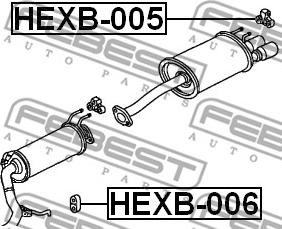 Febest HEXB-006 - Montāžas komplekts, Izplūdes gāzu sistēma www.autospares.lv