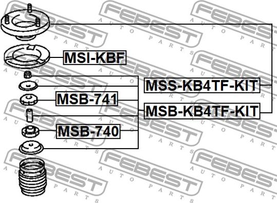 Febest MSB-KB4TF-KIT - Distanccaurule, Amortizators www.autospares.lv