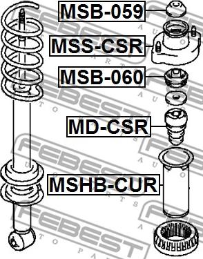 Febest MSHB-CUR - Aizsargvāciņš / Putekļusargs, Amortizators www.autospares.lv