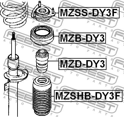 Febest MZB-DY3 - Ritgultnis, Amortizatora statnes balsts autospares.lv