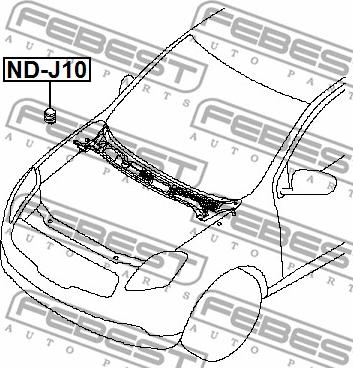 Febest ND-J10 - Buferis, Motora pārsegs www.autospares.lv